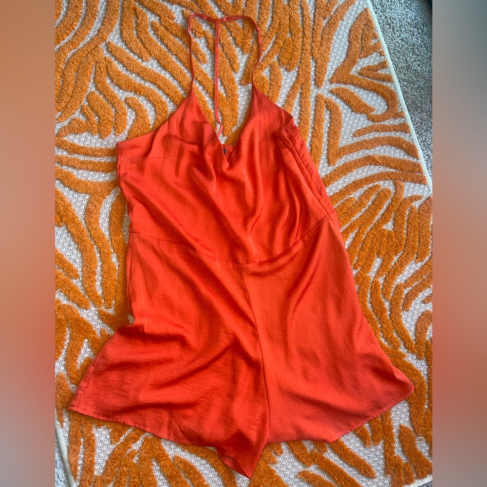 Fiery Orange Silk Romper
